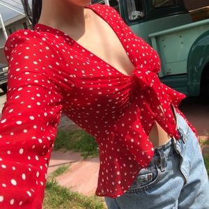 Urban Outfitters Kimchi Blue Polka dot tie top